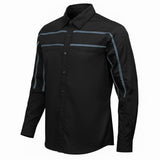 Men's "Octane" Long Sleeve Mechanic Shirt - Black with Grey Stripe - 50-50 Cotton Poly - MMCC16000