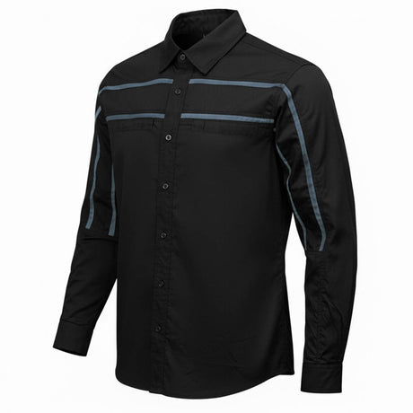 Men's Octane Long Sleeve Mechanic Shirt - Black with Grey Stripe - 50-50 Cotton Poly - MMCC16000