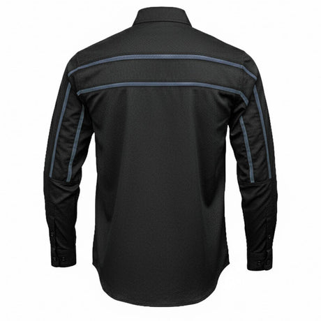 Men's Octane Long Sleeve Mechanic Shirt - Black with Grey Stripe - 50-50 Cotton Poly - MMCC16000