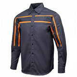 MMCC Men's Octane Long Sleeve Mechanic Shirt - Grey with Orange Stripe - 50-50 Cotton Poly - MMCC16001