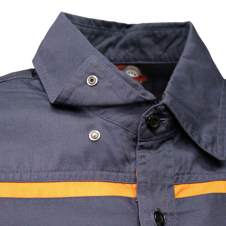 MMCC Men's Octane Long Sleeve Mechanic Shirt - Grey with Orange Stripe - 50-50 Cotton Poly - MMCC16001