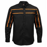 Men's Octane Long Sleeve Mechanic Shirt - Black with Orange Stripe - 50-50 Cotton Poly - MMCC16003