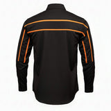 MMCC Men's Octane Long Sleeve Mechanic Shirt - Black with Orange Stripe - 50-50 Cotton Poly - MMCC16003