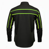 Men's Octane Long Sleeve Mechanic Shirt - Black with Neon Green Stripe - 50-50 Cotton Poly - MMCC16004