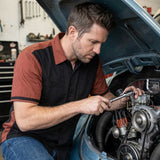 MMCC Men's Pit Line Mechanic Button Up Shirt - Dual Chest Pockets - Microfiber Panel - Rider Ready - MMC16025