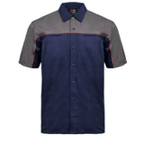 MMCC Men's Reveline Classic Mechanic Shirt - 100% Cotton - 2 Chest Zipper Pockets - Microfiber Panel