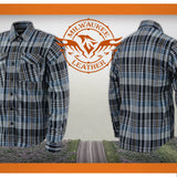 Milwaukee Leather MNG11626 Men's Flannel Plaid Black and White with Blue Long Sleeve Cotton Button Down Shirt