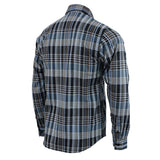 Milwaukee Leather MNG11626 Men's Flannel Plaid Black and White with Blue Long Sleeve Cotton Button Down Shirt