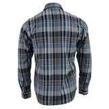 Milwaukee Leather MNG11626 Men's Flannel Plaid Black and White with Blue Long Sleeve Cotton Button Down Shirt