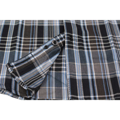 Milwaukee Leather MNG11626 Men's Flannel Plaid Black and White with Blue Long Sleeve Cotton Button Down Shirt