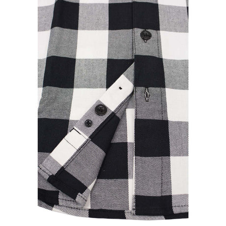 Milwaukee Leather MNG11629 Men's Long Sleeve Flannel Black and White Cotton Button Down Shirt w/ Hoodie