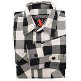 Milwaukee Leather MNG11633 Men's Flannel Plaid Shirt Black and White Long Sleeve Cotton Button Down Shirt