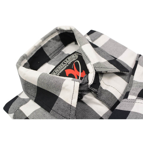 Milwaukee Leather MNG11633 Men's Flannel Plaid Shirt Black and White Long Sleeve Cotton Button Down Shirt