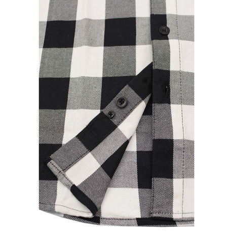 Milwaukee Leather MNG11633 Men's Flannel Plaid Shirt Black and White Long Sleeve Cotton Button Down Shirt