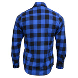 Milwaukee Leather MNG11634 Men's Black and Blue Flannel Plaid Long Sleeve Cotton Button Down Shirt