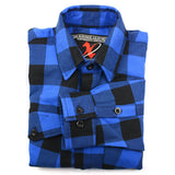 Milwaukee Leather MNG11634 Men's Black and Blue Flannel Plaid Long Sleeve Cotton Button Down Shirt