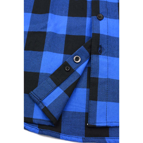 Men's "Blue Angles" Black/Blue Cotton Button Down Flannel Shirt - MNG11634 - by Milwaukee Leather