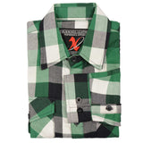 Milwaukee Leather MNG11636 Men's Flannel Plaid Shirt Green and White Long Sleeve Cotton Button Down Shirt