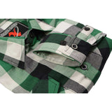 Men's "Enfield" White/Green Cotton Button Down Flannel Shirt - MNG11636 - by Milwaukee Leather