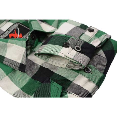 Milwaukee Leather MNG11636 Men's Flannel Plaid Shirt Green and White Long Sleeve Cotton Button Down Shirt