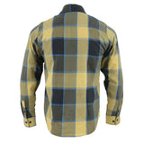 Milwaukee Leather MNG11639 Men's Flannel Plaid Beige with Black and Blue Long Sleeve Cotton Button Down Shirt