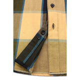 Milwaukee Leather MNG11639 Men's Flannel Plaid Beige with Black and Blue Long Sleeve Cotton Button Down Shirt