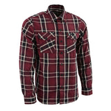 Milwaukee Leather MNG11640 Men's Flannel Plaid Shirt Maroon Black and White Long Sleeve Cotton Button Down Shirt