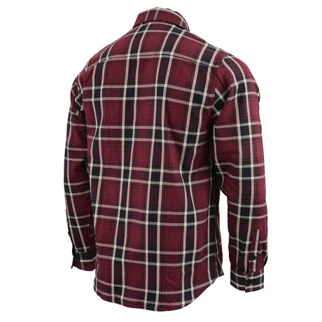 Milwaukee Leather MNG11640 Men's Flannel Plaid Shirt Maroon Black and White Long Sleeve Cotton Button Down Shirt