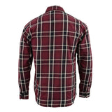 Milwaukee Leather MNG11640 Men's Flannel Plaid Shirt Maroon Black and White Long Sleeve Cotton Button Down Shirt