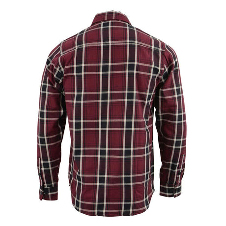 Milwaukee Leather MNG11640 Men's Flannel Plaid Shirt Maroon Black and White Long Sleeve Cotton Button Down Shirt