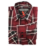 Milwaukee Leather MNG11640 Men's Flannel Plaid Shirt Maroon Black and White Long Sleeve Cotton Button Down Shirt