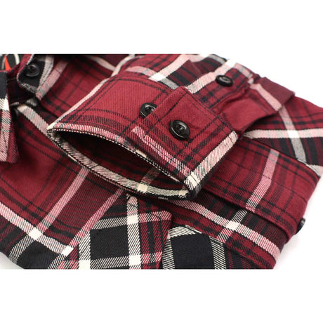 Milwaukee Leather MNG11640 Men's Flannel Plaid Shirt Maroon Black and White Long Sleeve Cotton Button Down Shirt