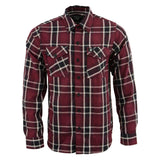 Milwaukee Leather MNG11640 Men's Flannel Plaid Shirt Maroon Black and White Long Sleeve Cotton Button Down Shirt