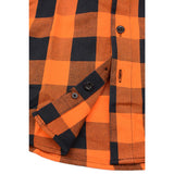 Men's "Saigon" Black/Orange Cotton Button Down Flannel Shirt w/ Hoodie - MNG11642 - by Milwaukee Leather