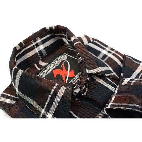 Milwaukee Leather MNG11643 Men's Flannel Plaid Brown Black and White Long Sleeve Cotton Button Down Shirt