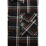 Milwaukee Leather MNG11643 Men's Flannel Plaid Brown Black and White Long Sleeve Cotton Button Down Shirt