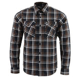Milwaukee Leather MNG11643 Men's Flannel Plaid Brown Black and White Long Sleeve Cotton Button Down Shirt