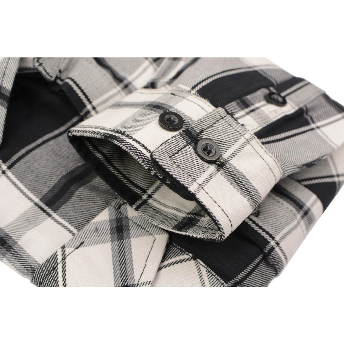 Milwaukee Leather MNG11644 Men's Flannel Plaid Black and White Long Sleeve Cotton Button Down Shirt