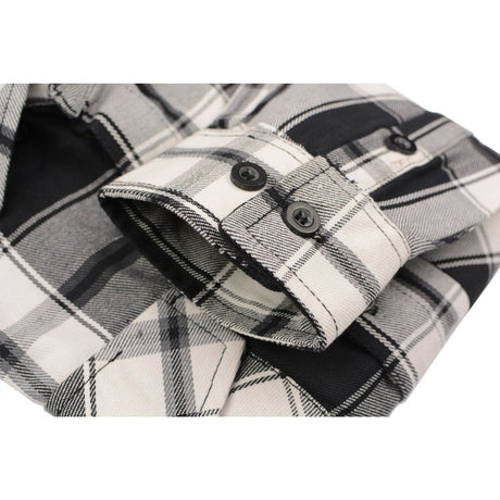 Milwaukee Leather MNG11644 Men's Flannel Plaid Black and White Long Sleeve Cotton Button Down Shirt