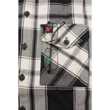 Milwaukee Leather MNG11644 Men's Flannel Plaid Black and White Long Sleeve Cotton Button Down Shirt