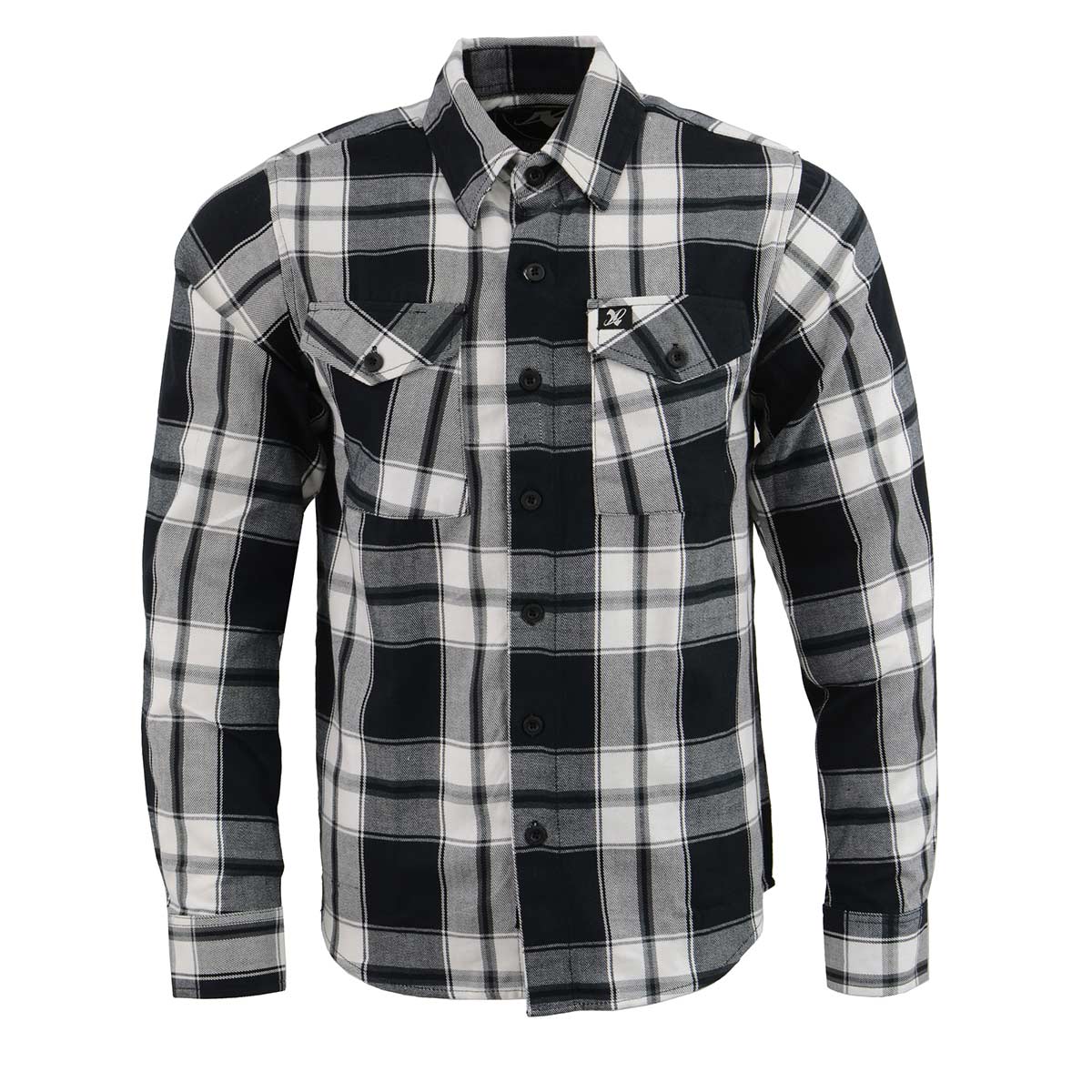 Milwaukee Leather MNG11644 Men's Flannel Plaid Black and White Long Sleeve Cotton Button Down Shirt