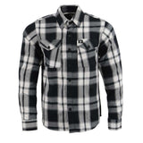 Milwaukee Leather MNG11644 Men's Flannel Plaid Black and White Long Sleeve Cotton Button Down Shirt