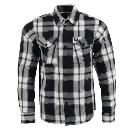 Milwaukee Leather MNG11644 Men's Flannel Plaid Black and White Long Sleeve Cotton Button Down Shirt