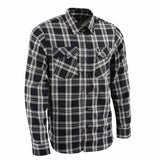 Milwaukee Leather MNG11646 Men's Flannel Plaid Shirt Black and White Long Sleeve Cotton Button Down Shirt