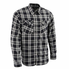 Milwaukee Leather MNG11646 Men's Flannel Plaid Shirt Black and White Long Sleeve Cotton Button Down Shirt