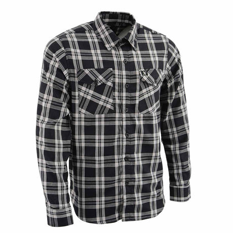 Milwaukee Leather MNG11646 Men's Flannel Plaid Shirt Black and White Long Sleeve Cotton Button Down Shirt