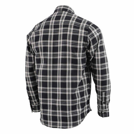 Milwaukee Leather MNG11646 Men's Flannel Plaid Shirt Black and White Long Sleeve Cotton Button Down Shirt
