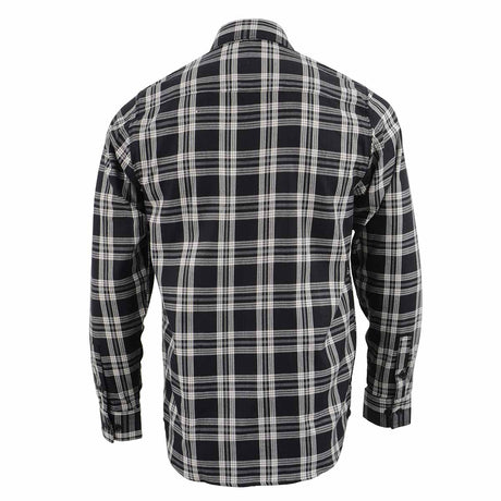 Milwaukee Leather MNG11646 Men's Flannel Plaid Shirt Black and White Long Sleeve Cotton Button Down Shirt