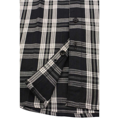 Milwaukee Leather MNG11646 Men's Flannel Plaid Shirt Black and White Long Sleeve Cotton Button Down Shirt