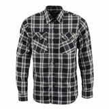 Milwaukee Leather MNG11646 Men's Flannel Plaid Shirt Black and White Long Sleeve Cotton Button Down Shirt